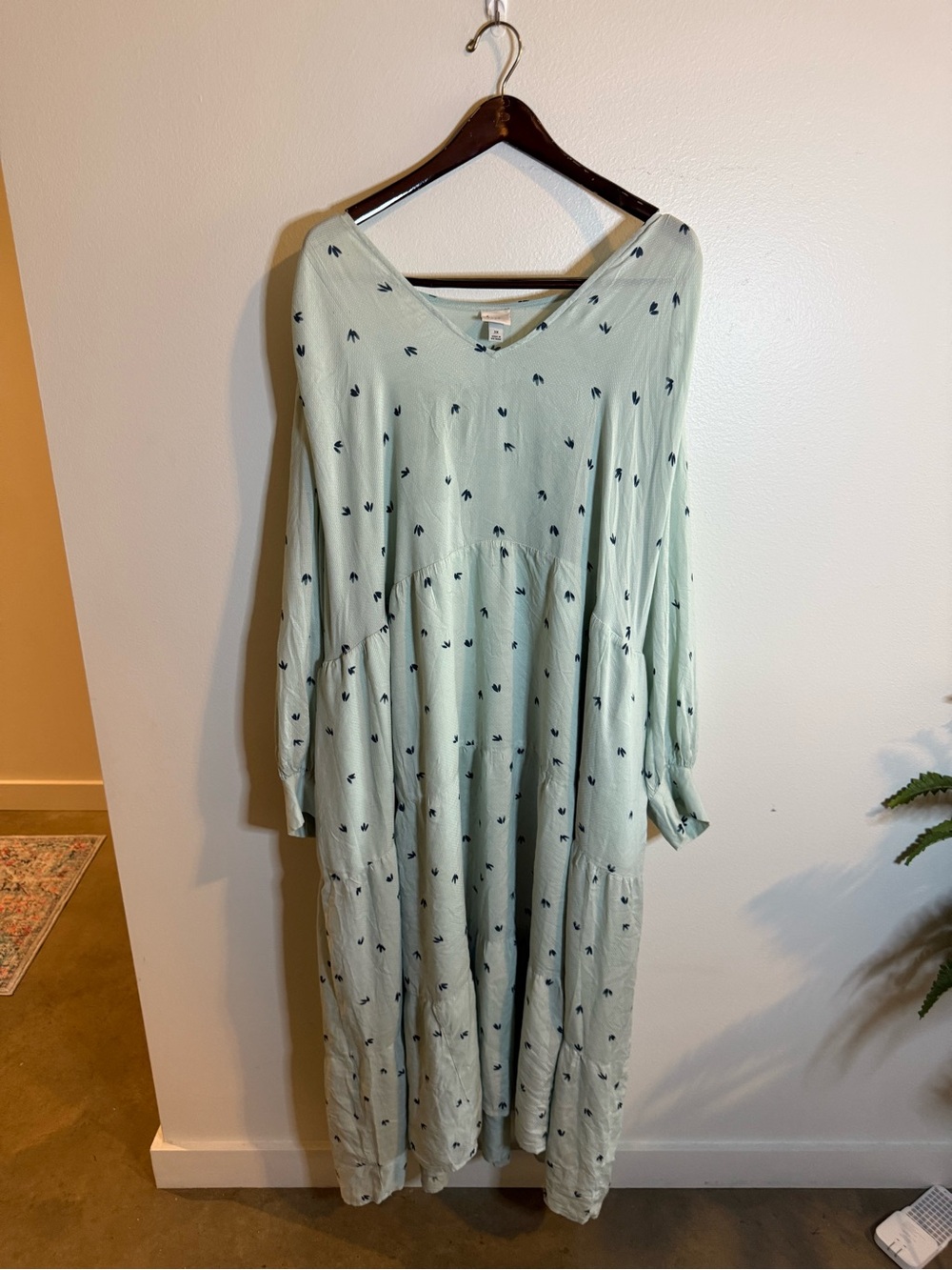 a new day Mint Green Maxi Dress with Navy Floral Print
